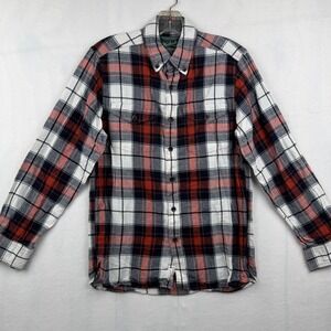 Woolrich Mens Organic Cotton‎ Plaid Flannel Button Down Shirt Size S/P